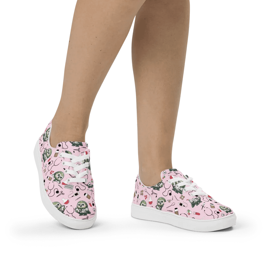 Cute Medical Kakapo Lace-up Canvas Shoes (Pink) product image (2)