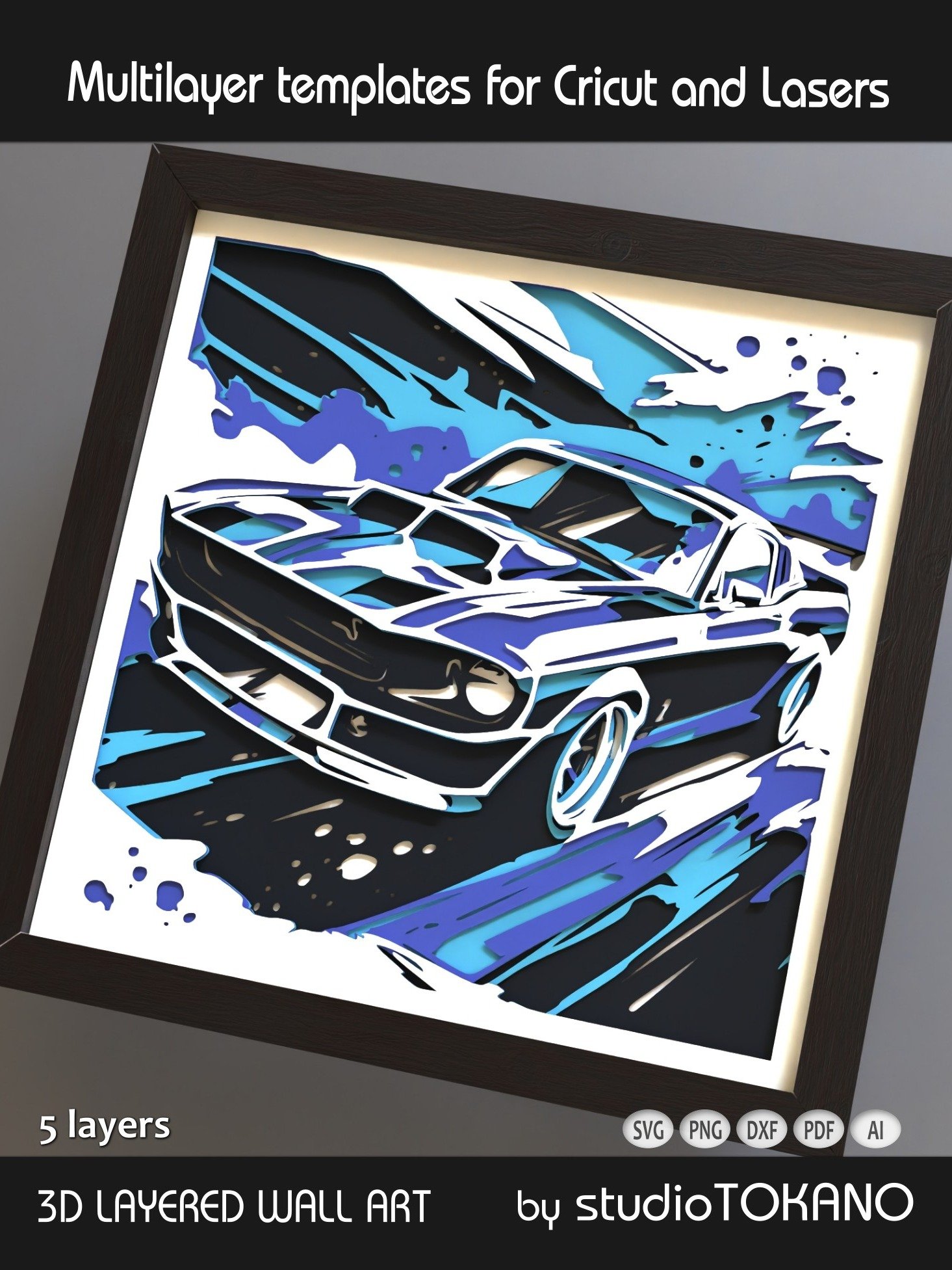Ford Mustang 3D Shadow Box SVG product image (6)