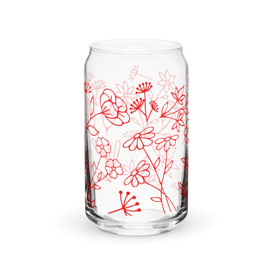 Red Floral Design Glass Can product image (5)