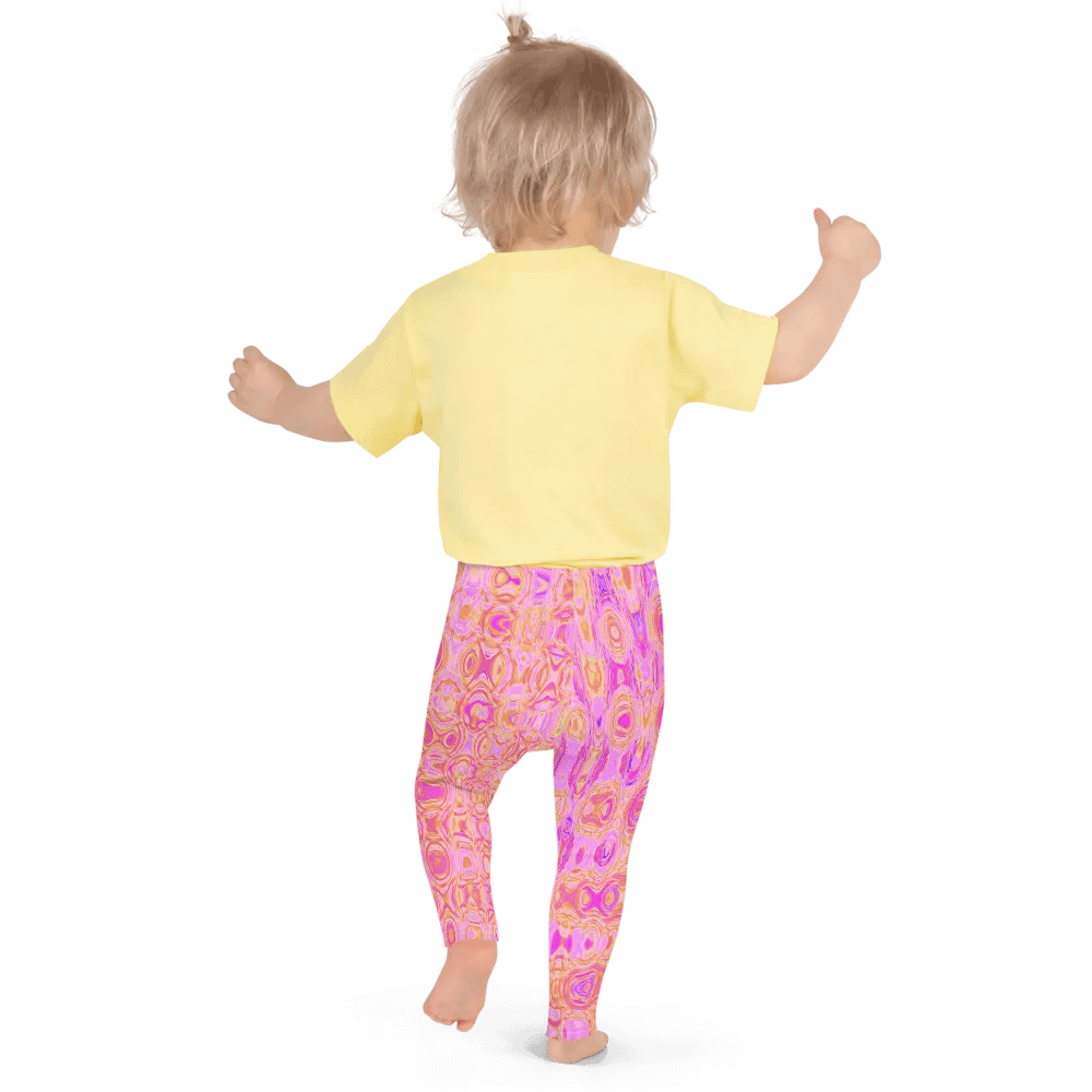Cool Abstract Pink and Magenta Atomic Retro Zigzags Leggings for Kids product image (6)