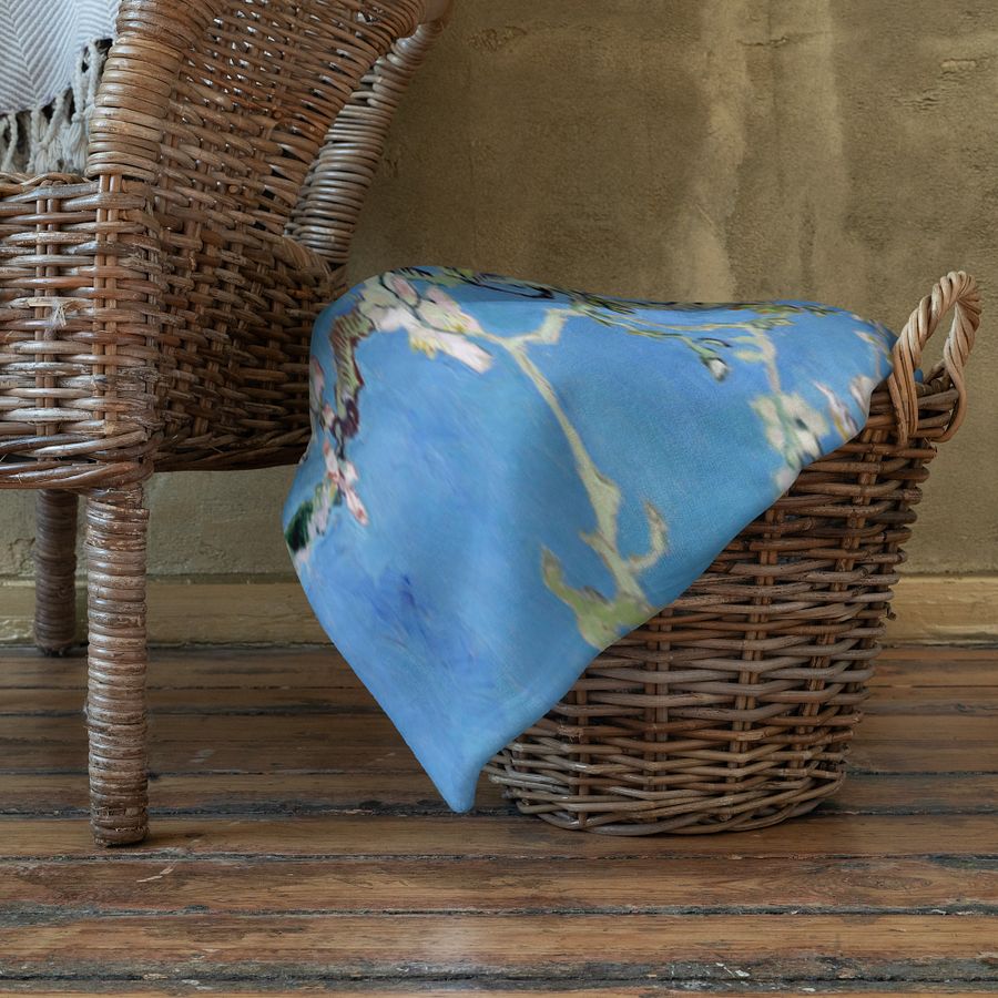 Almond Blossoms Van Gogh All-Over Print Throw Blanket product image (6)