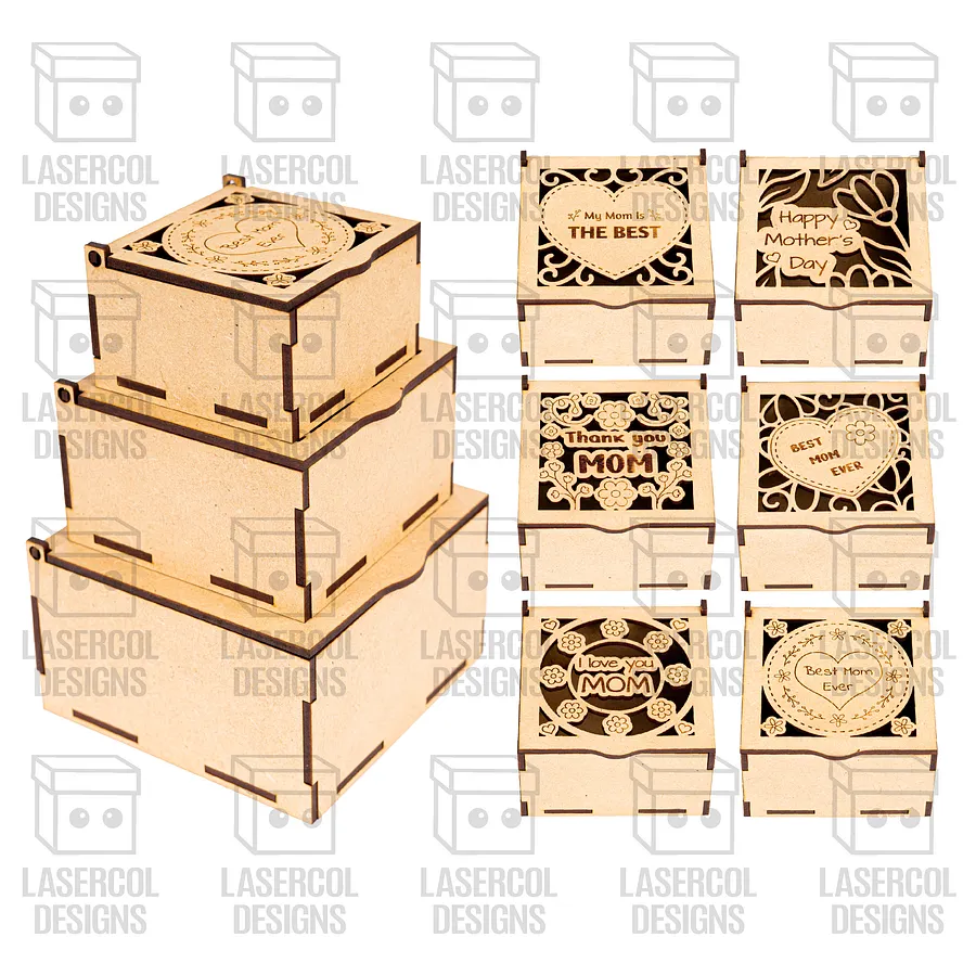 Mother's Day Gift Boxes (3 Sizes, 6 Styles) - Laser Cut Files product image (2)