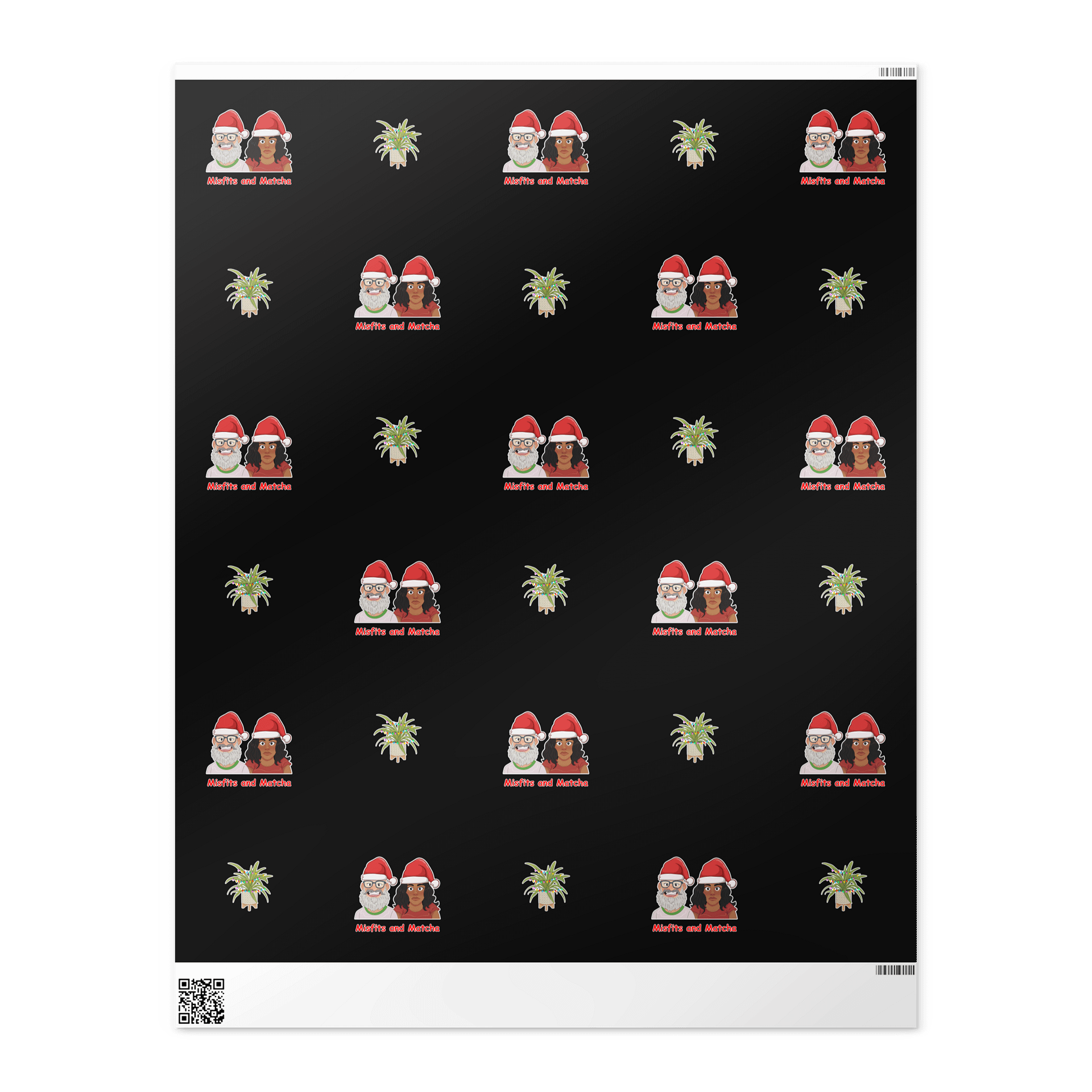 Misfits and Matcha Black Wrapping Paper product image (1)