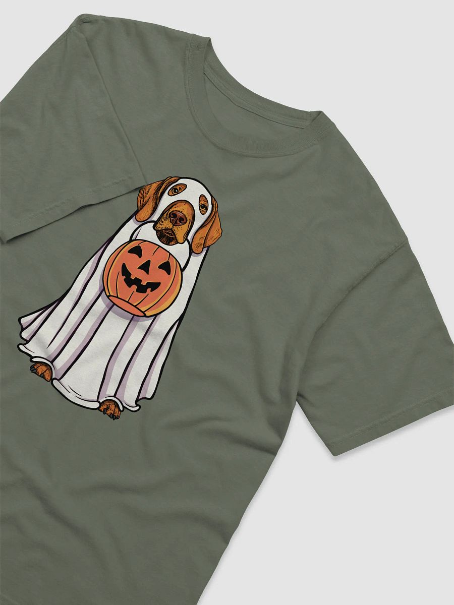 Funny Halloween Vizsla T-Shirt | Funny Vizsla Wearing a Ghost Costume and Holding a Pumpkin Basket product image (14)