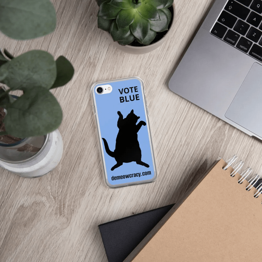 Vote Blue Dancing DeMeowcracy Cat iPhone Case - Light Blue product image (6)
