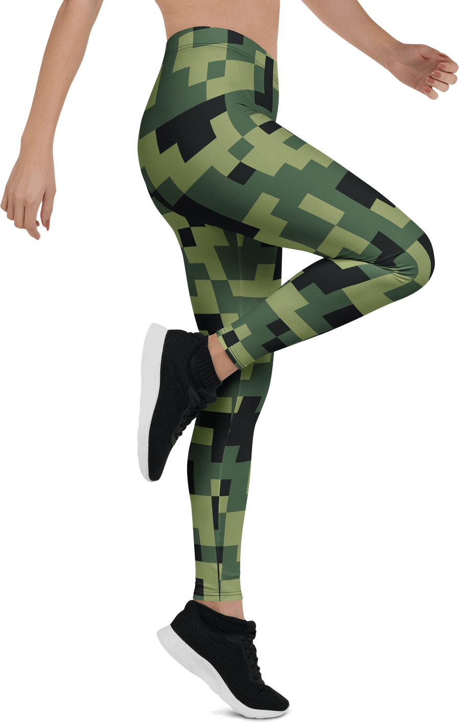 Military Green Camouflage Pixels Camo Pattern Leggings product image (6)