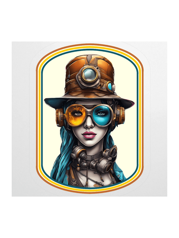 Fire & Ice Goggle Girl Steampunk Style Kiss Cut Sticker product image (1)