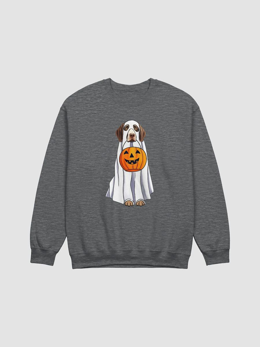 German Shorthaired Pointer Halloween Sweatshirt | Funny Halloween GSP Wearing a Ghost Costume with Pumpkin Basket product image (7)