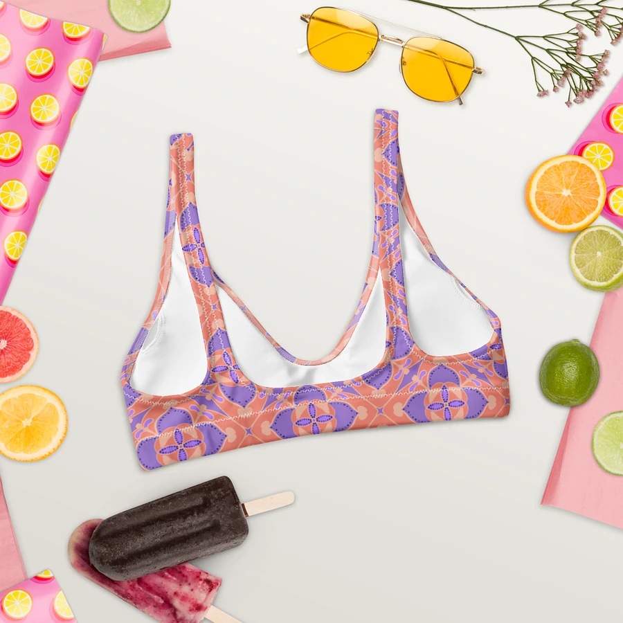 Pastel Orange and Mauve Pattern Padded Bikini Top product image (3)