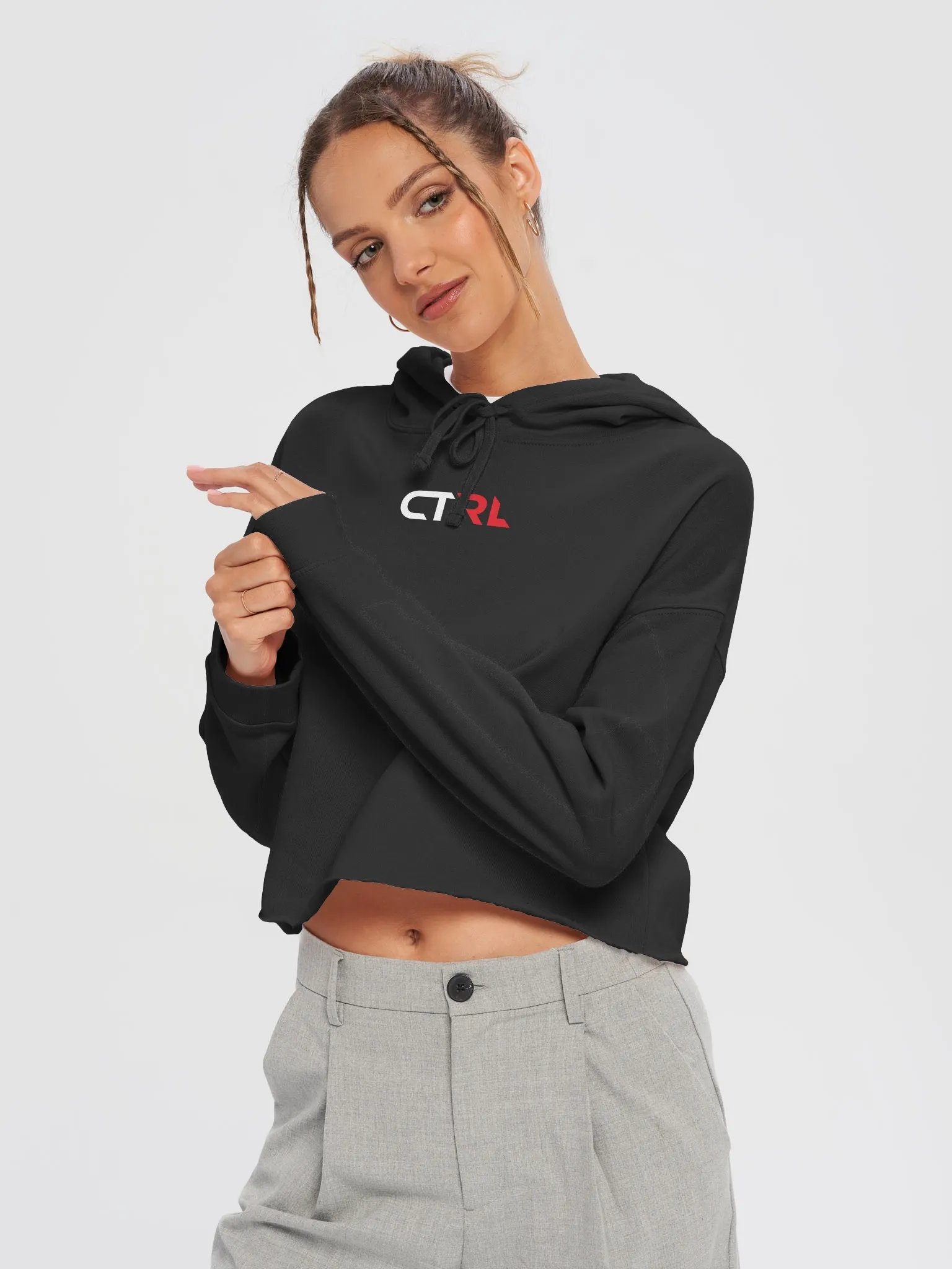 CTRL Women's Cropped Hoodie (white logo) product image (3)