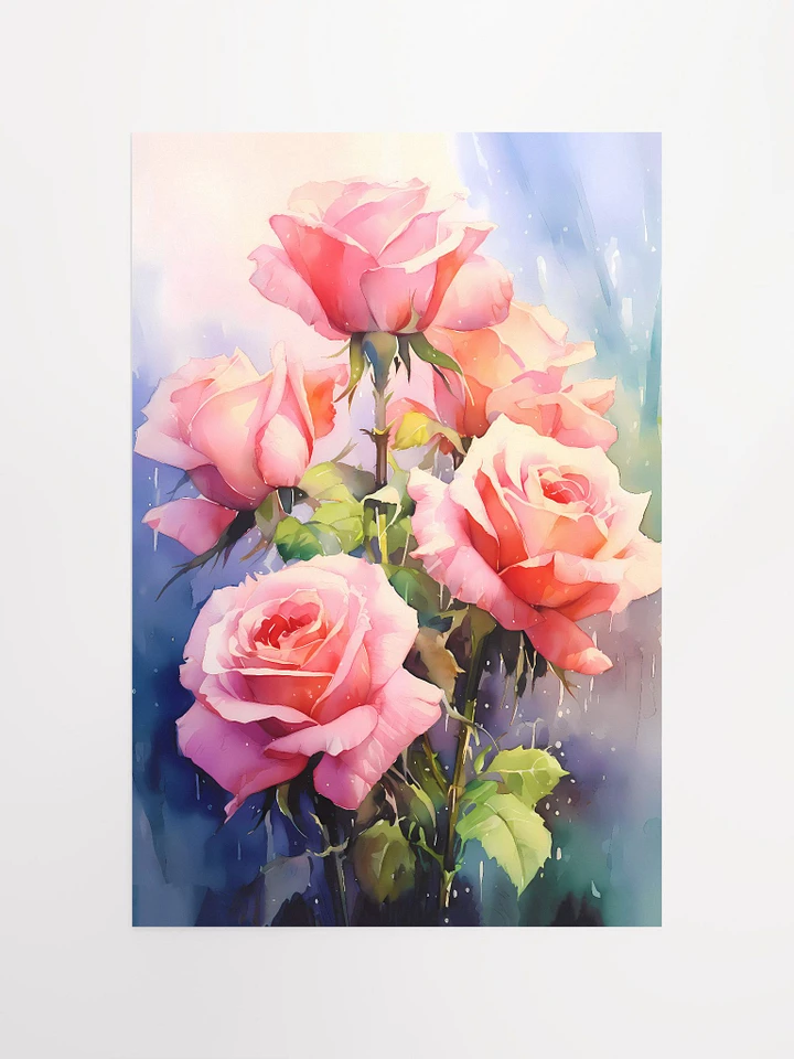 Elegant Watercolor Pink Roses: Romantic Floral Art Matte Poster product image (2)