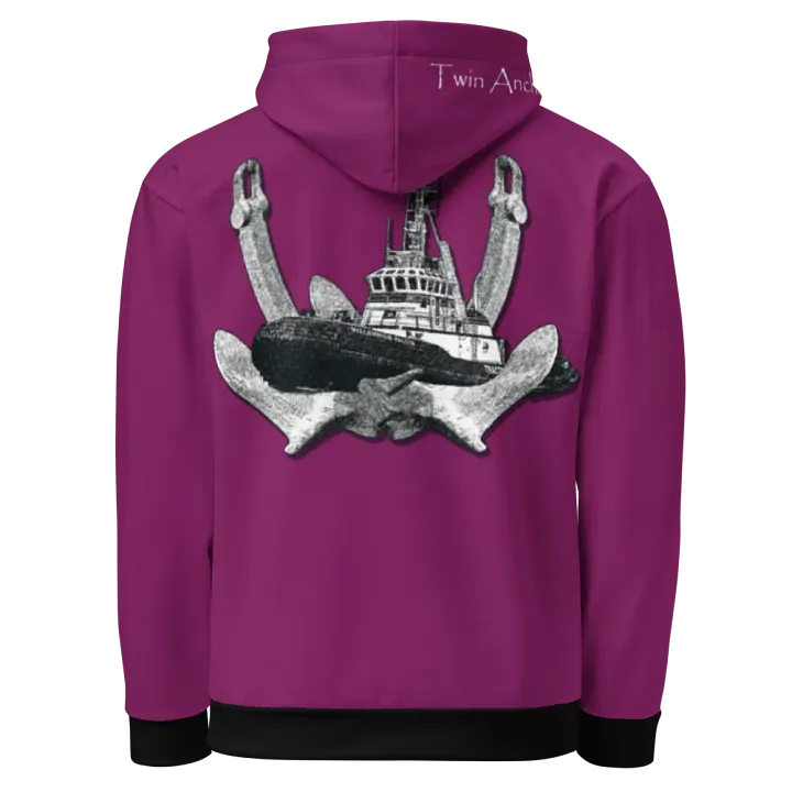 Eggplant Twin Anchor Marco tug Hoodie product image (1)