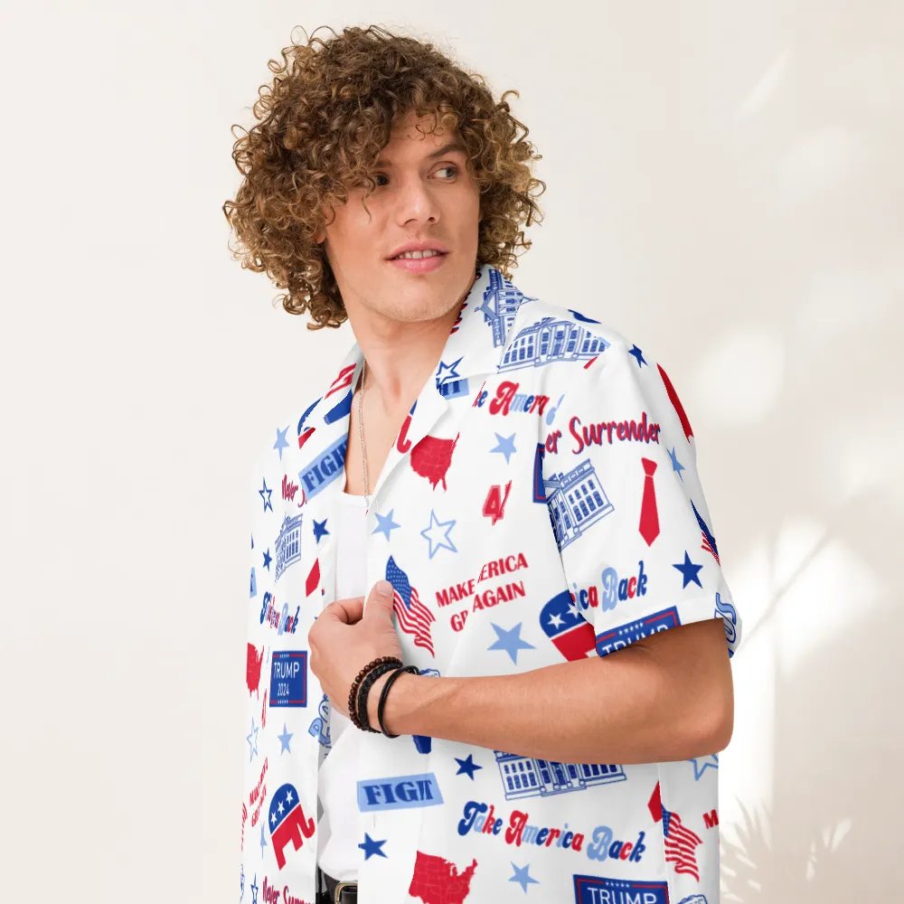 Trump 2024 Election-Themed White Pattern Hawaiian Shirt - Patriot Trump Supporter Make America Great Again product image (7)