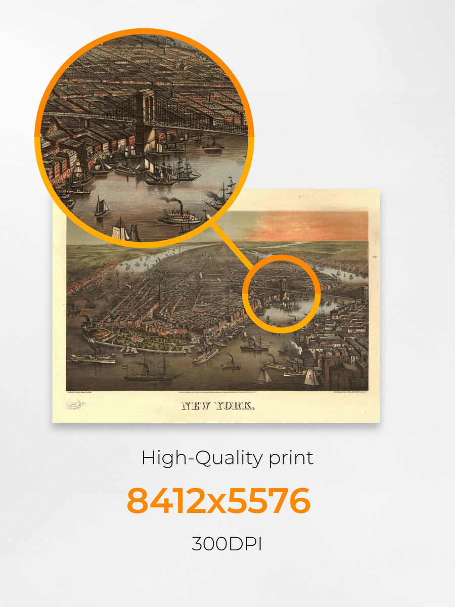 New York City 1878 Poster Print – Hand-Drawn Historic Map (Unframed) product image (3)