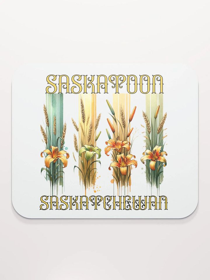 Saskatoon Saskatchewan 4 Vertical Tiger Lily Wheat Art Deco Floral Mouse Pad product image (1)