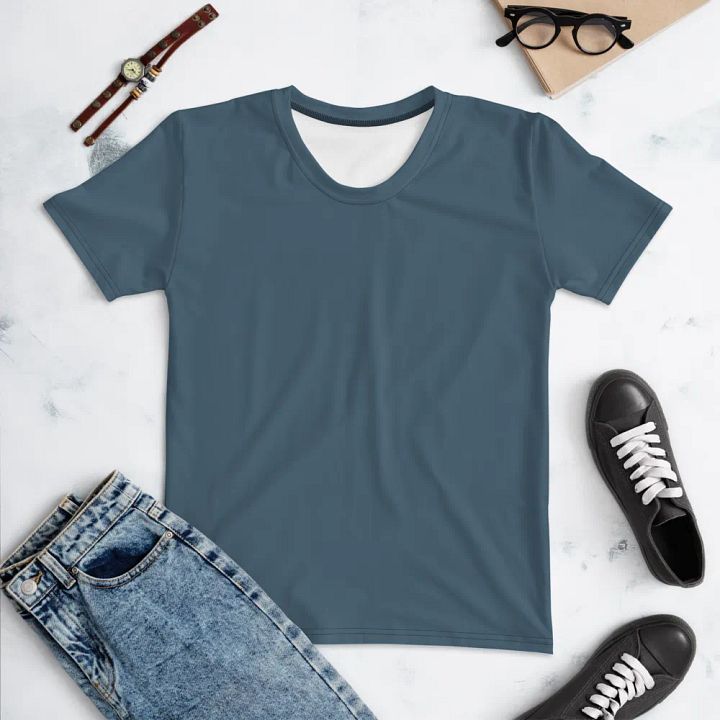Plain Dark Greyish Blue Soft Summer Women's Crewneck Polyester Heavyweight Premium T-Shirt by Treasure Pie product image (1)