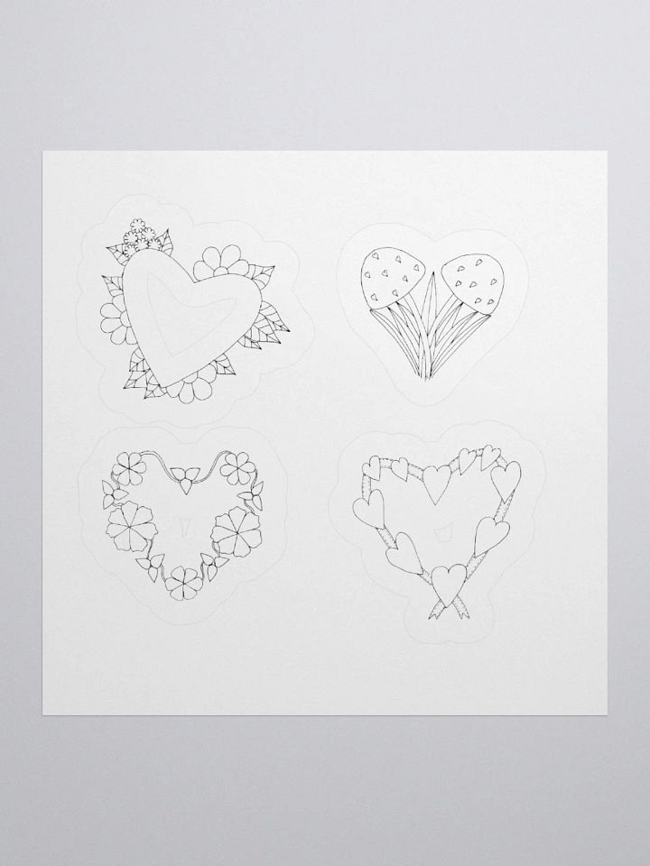 Four lovely hart Kiss Cut Stickers (on white background) product image (2)