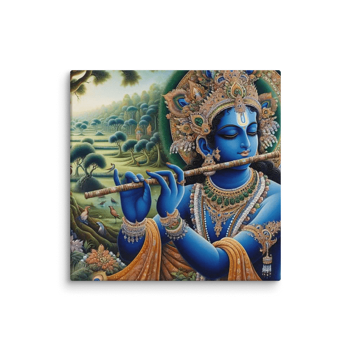 Sri Krishna playing his flute in a natural setting. product image (1)