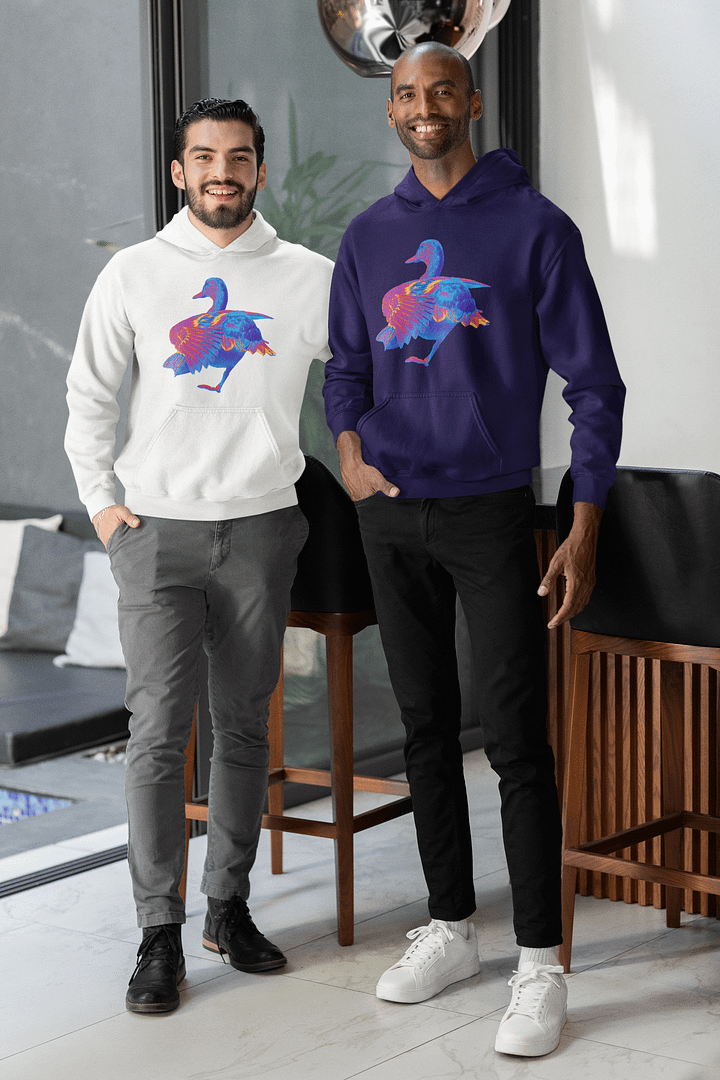 Funky Neon Pink and Blue Duck Pull Over Hoodie product image (1)
