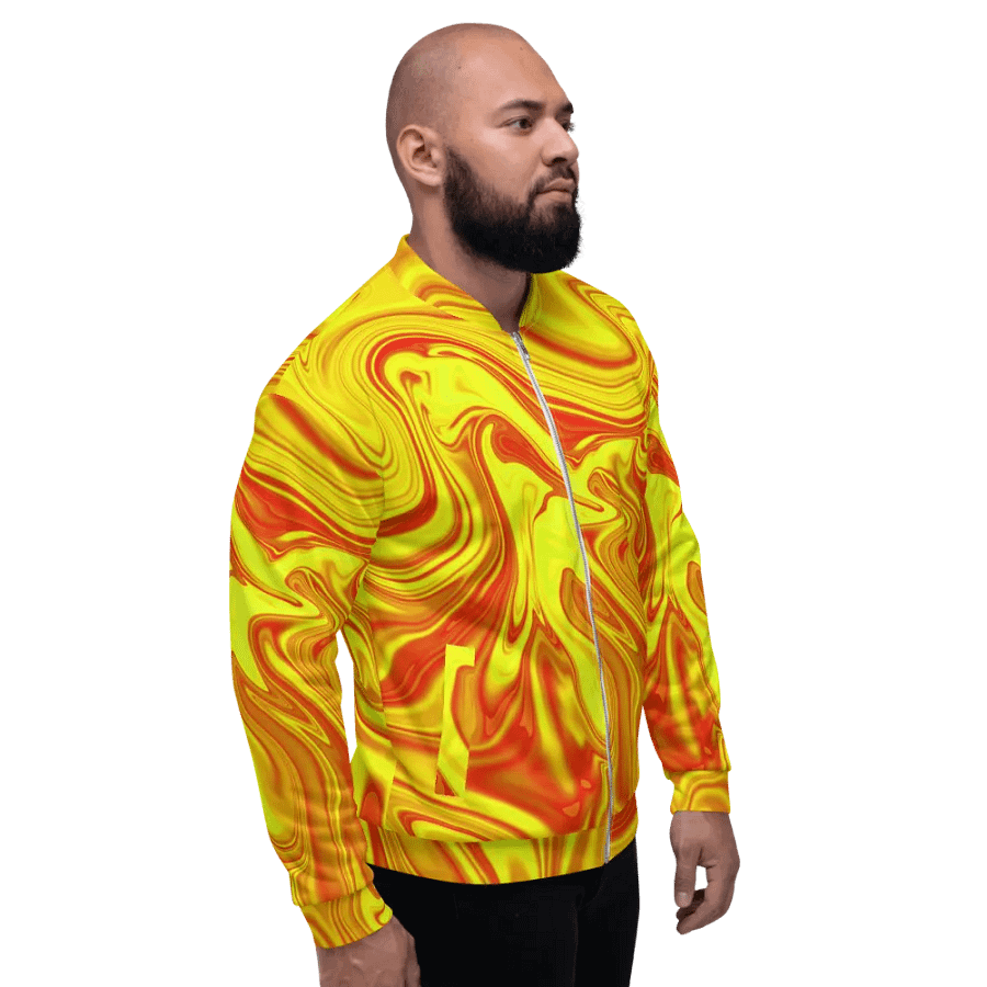 Unisex Bomber Jacket - Yellow and Red Digital Fluid Art product image (5)