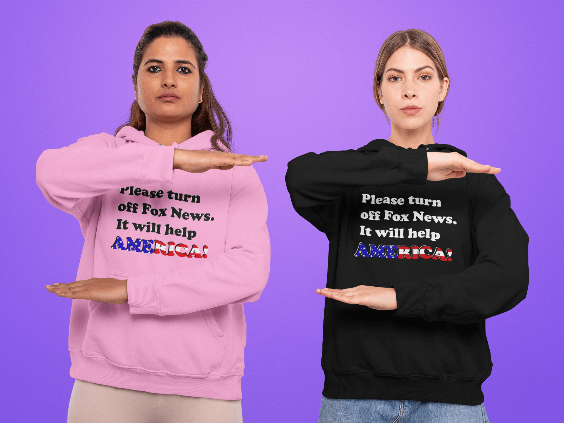 Please Turn Off Fox News. It Will Help America! (White) - Hoodie product image (1)