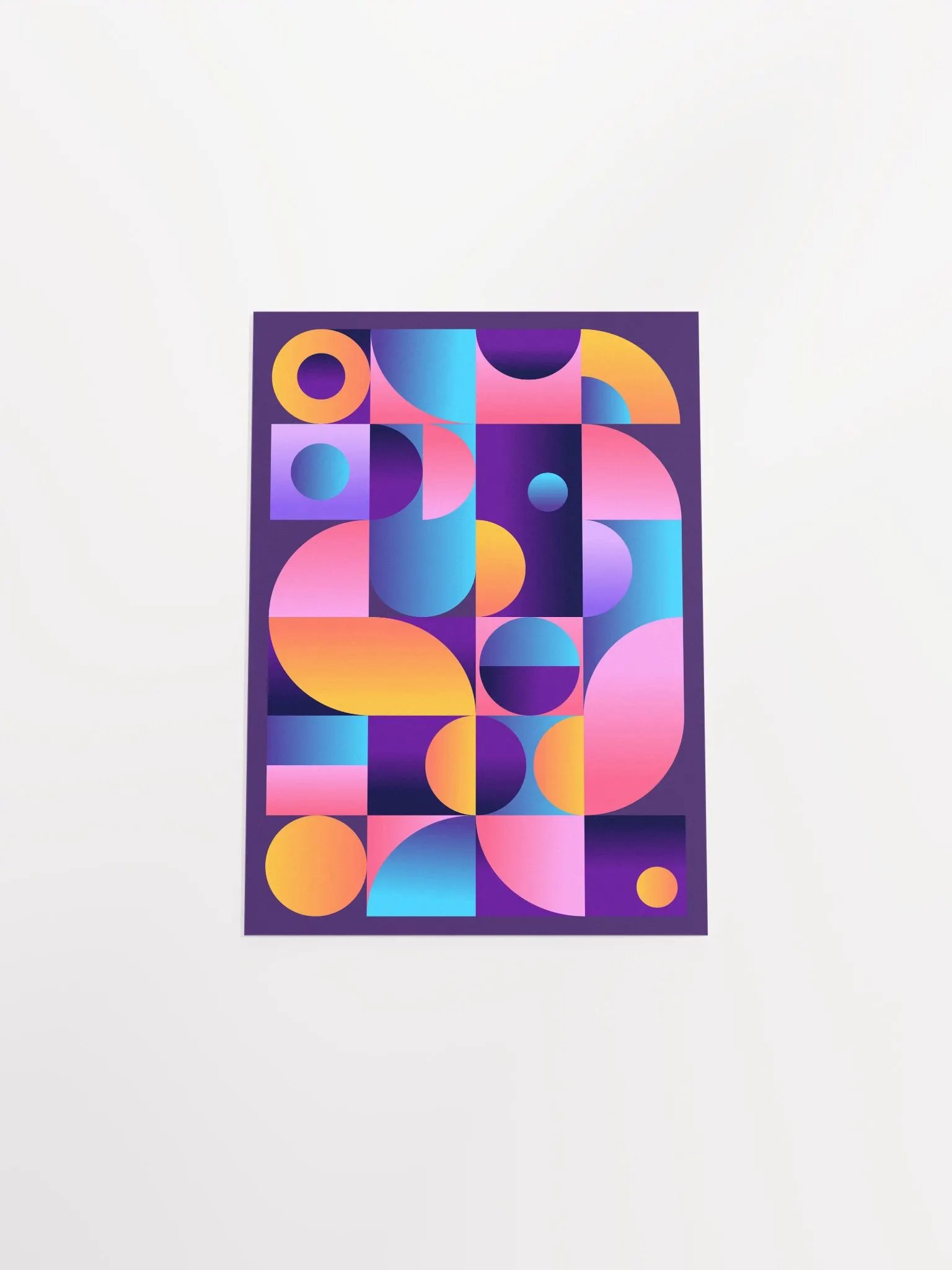 Synthwave Bauhaus Neon poster #1 (dark purple-pink) — abstract poster, retrowave print, vaporwave geometric art, 1980s print, 1930s decor product image (9)