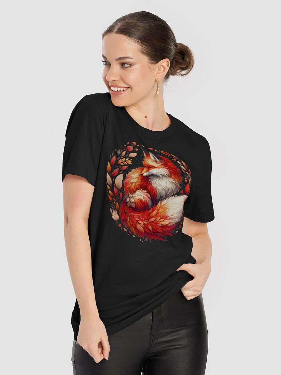 Cozy Fox Wreath T-Shirt, Autumn Leaves Fox Design, Woodland Animal Tee, Nature Lover Gift, Artistic Wildlife T-Shirt product image (5)