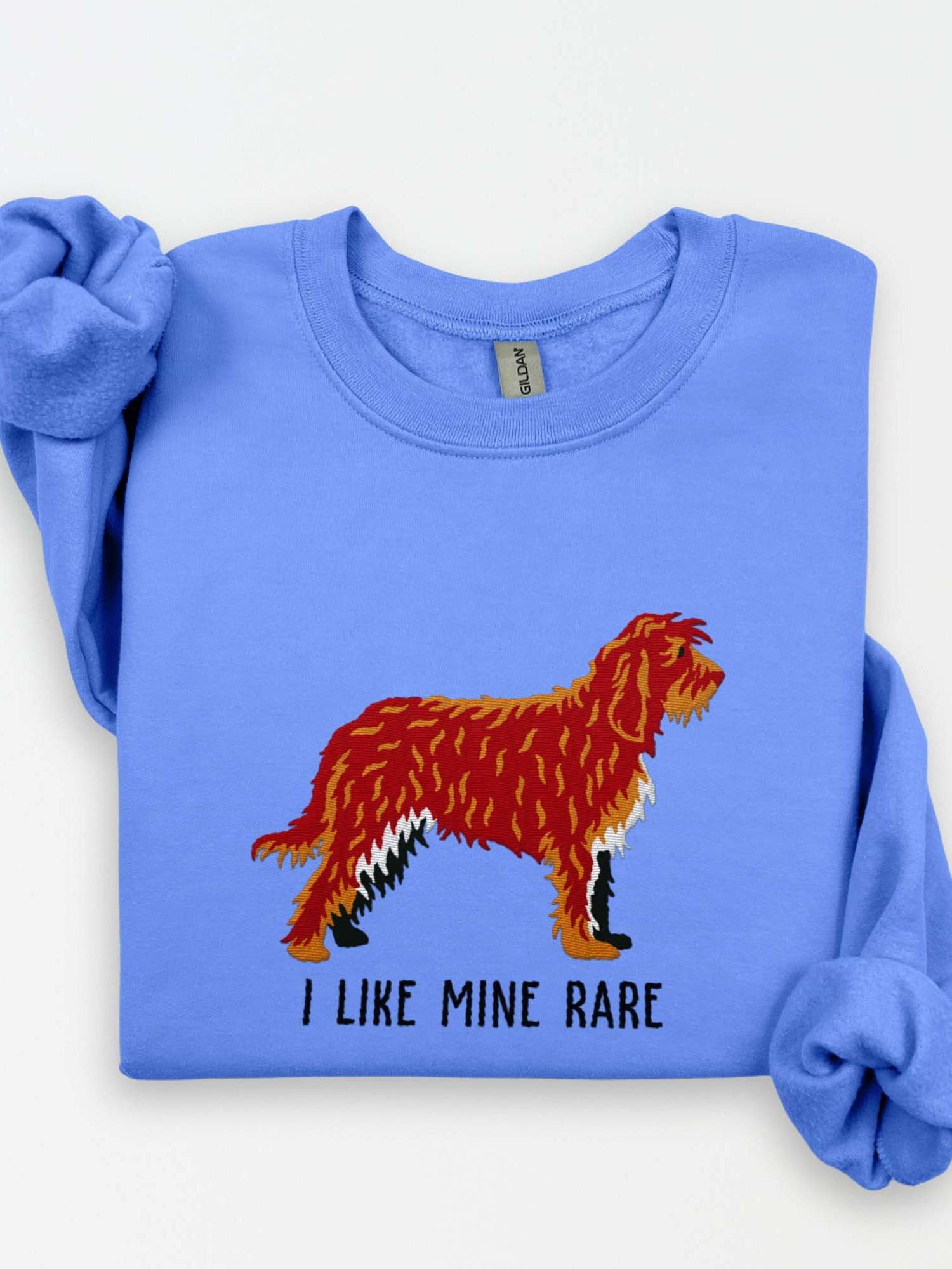 I Like Mine Rare Sweatshirt (Embroidered) of an Otterhound(Chocolate) product image (1)