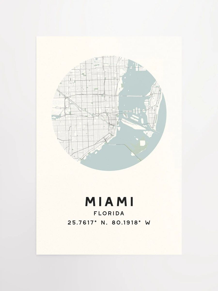 Miami Street Map Poster – Beige Minimalist Circular City Art product image (3)