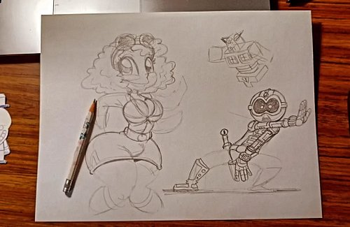 Je faisais du tri dans mes pochettes de feuilles et je suis tombé sur ce début de dessin très tokusatsu/sentaï. C'est pas trè...