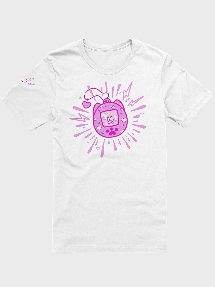 Lovely Digital Meow // T-Shirt - Pink - white shirt product image (1)