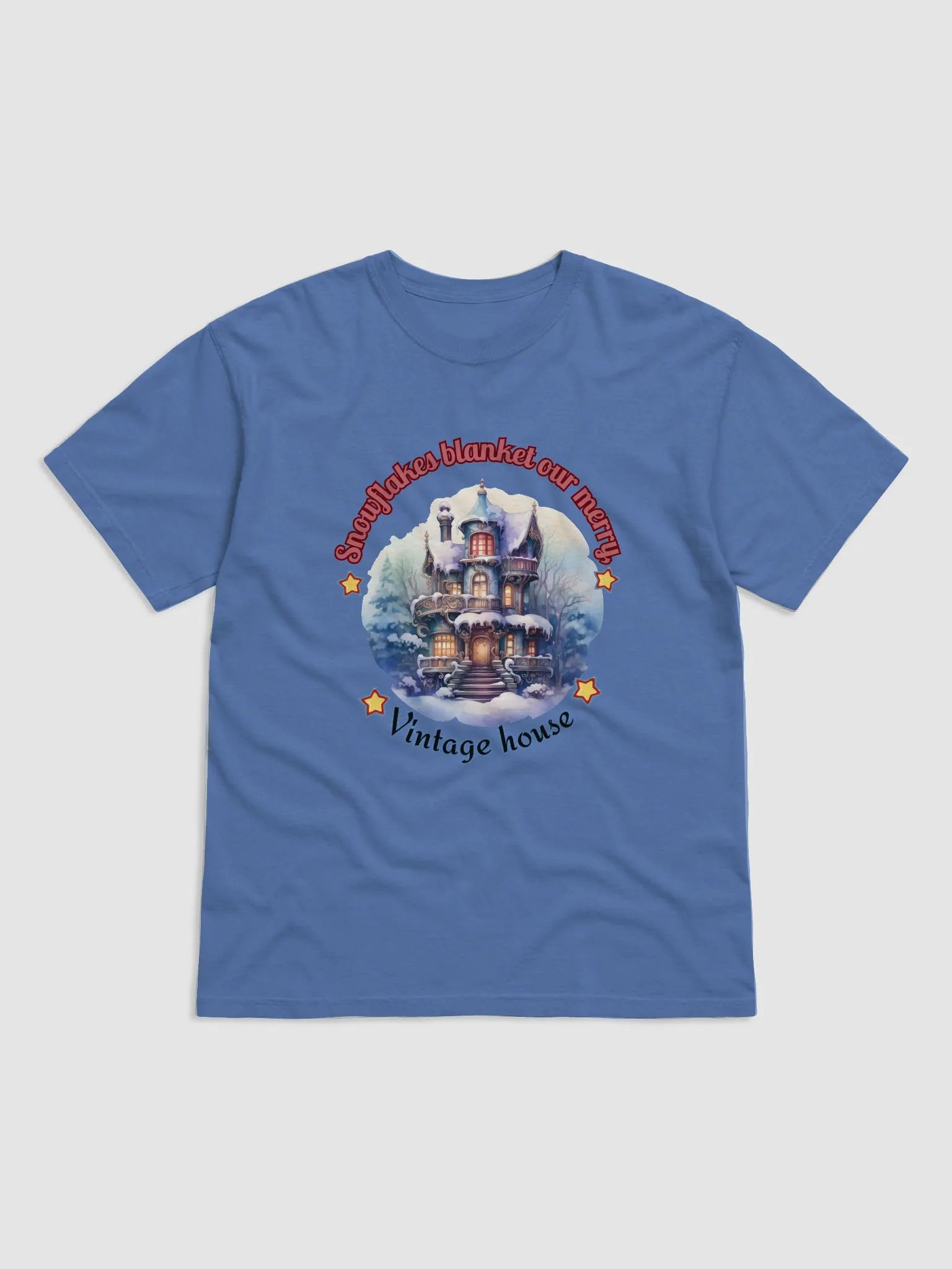Snowflakes blanket our merry Vintage House design-Garment-Dyed Heavyweight T-Shirt product image (13)