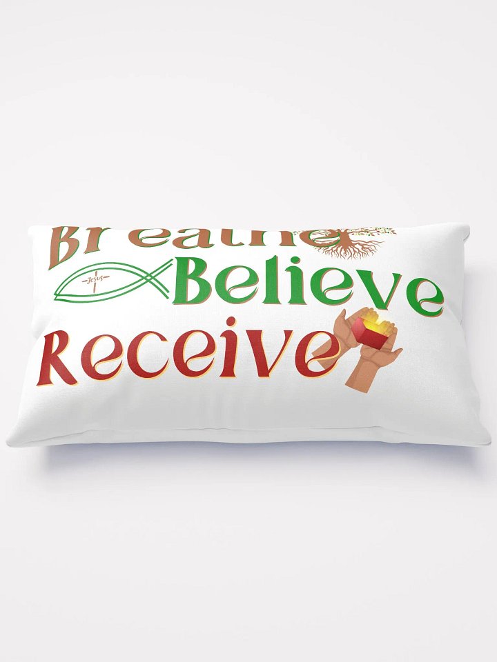 BREATHE BELIEVE RECIEVE BASIC PILLOW, INSPIRATIONAL MOTIVATIONAL, SELF-AFFIRMATION, POSITIVE VIBES, GIFT IDEA product image (2)