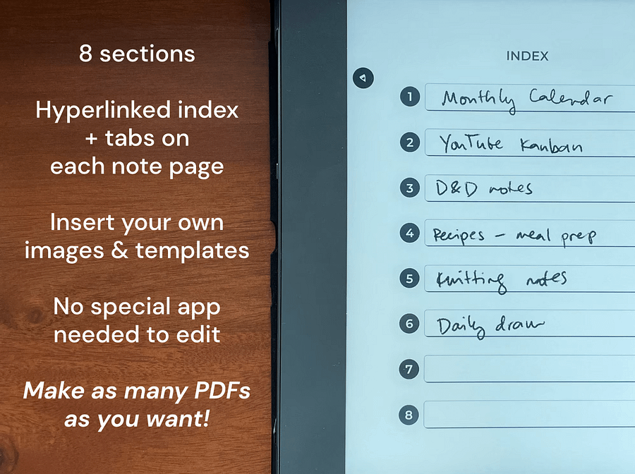 Custom eink notebook - TOP tabs product image (6)