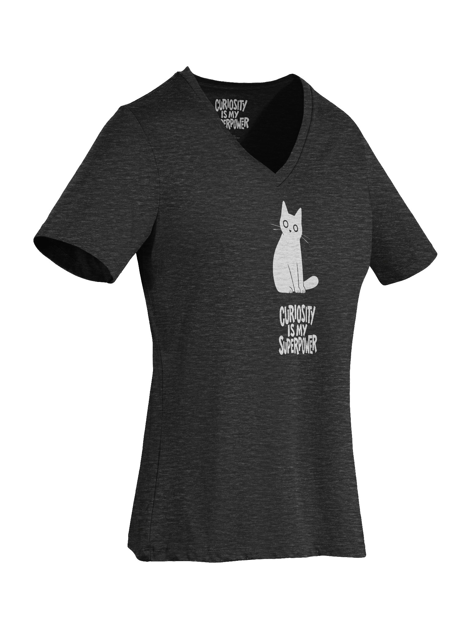 Curiosity Is My Superpower Cat V-Neck T-Shirt product image (5)