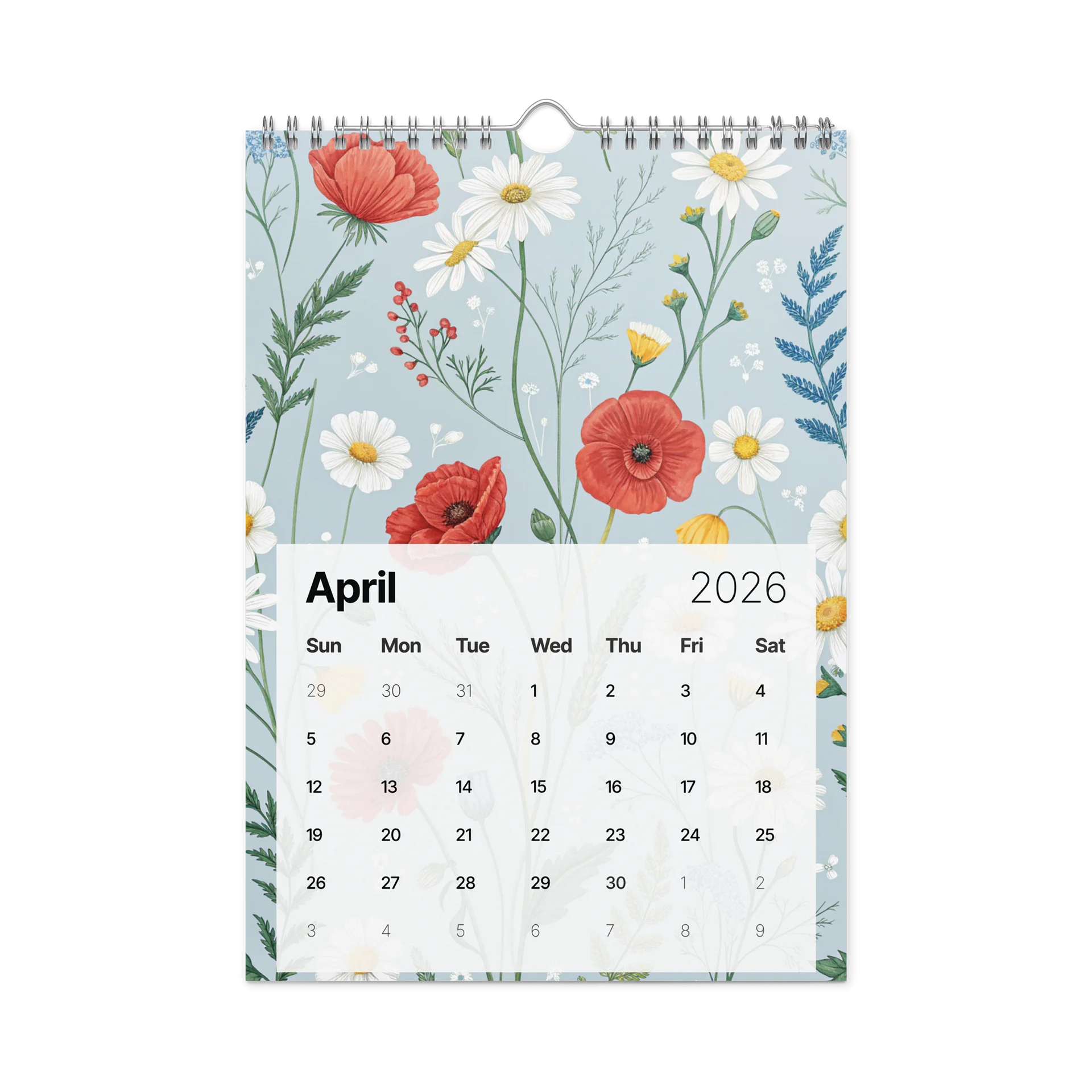 Blooming Seasons – Floral Patterned Wall Calendar 2026 (Gouache Art Edition) product image (1)