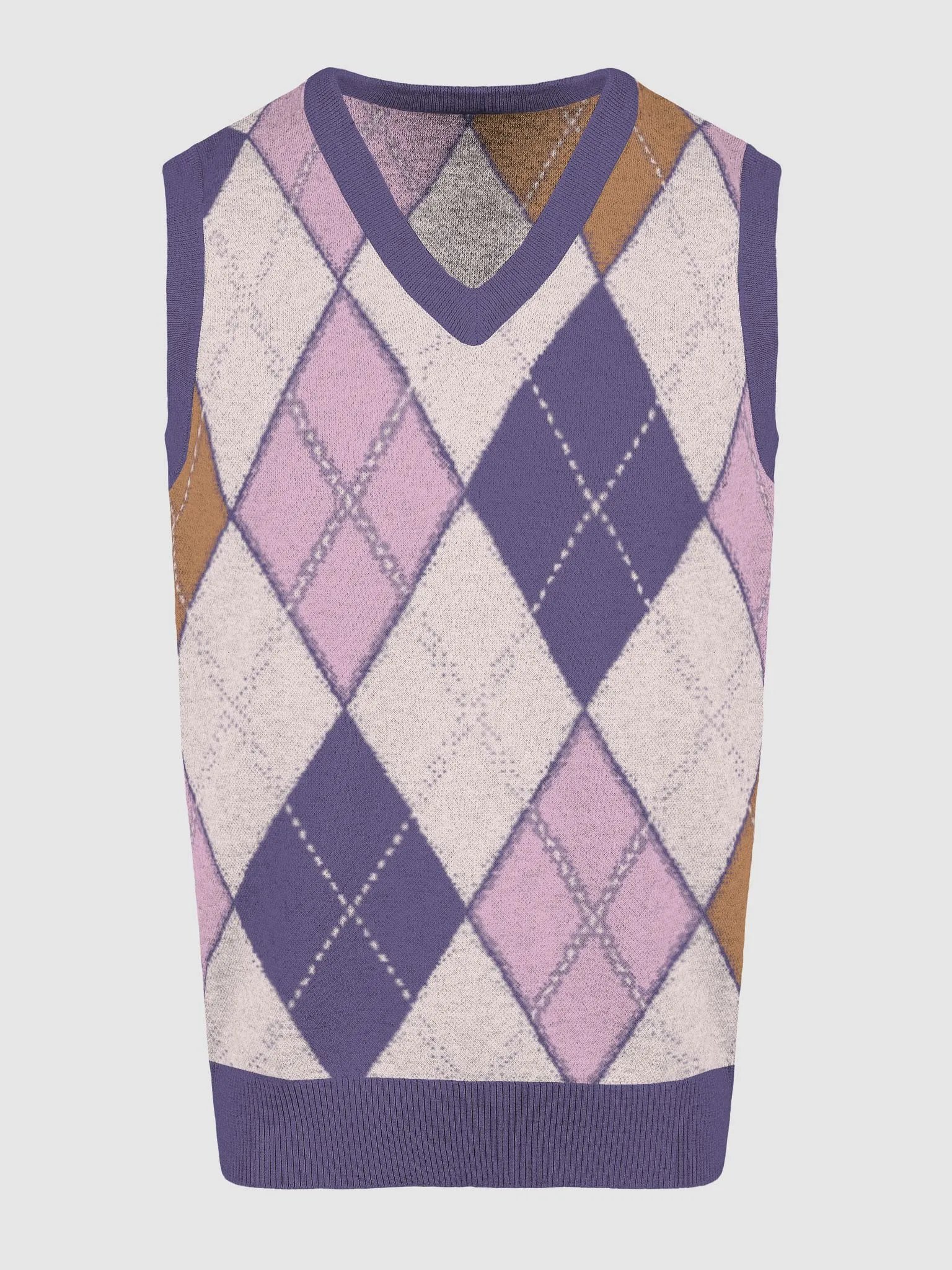 Argyle Dream Knitted V-Neck Vest product image (11)