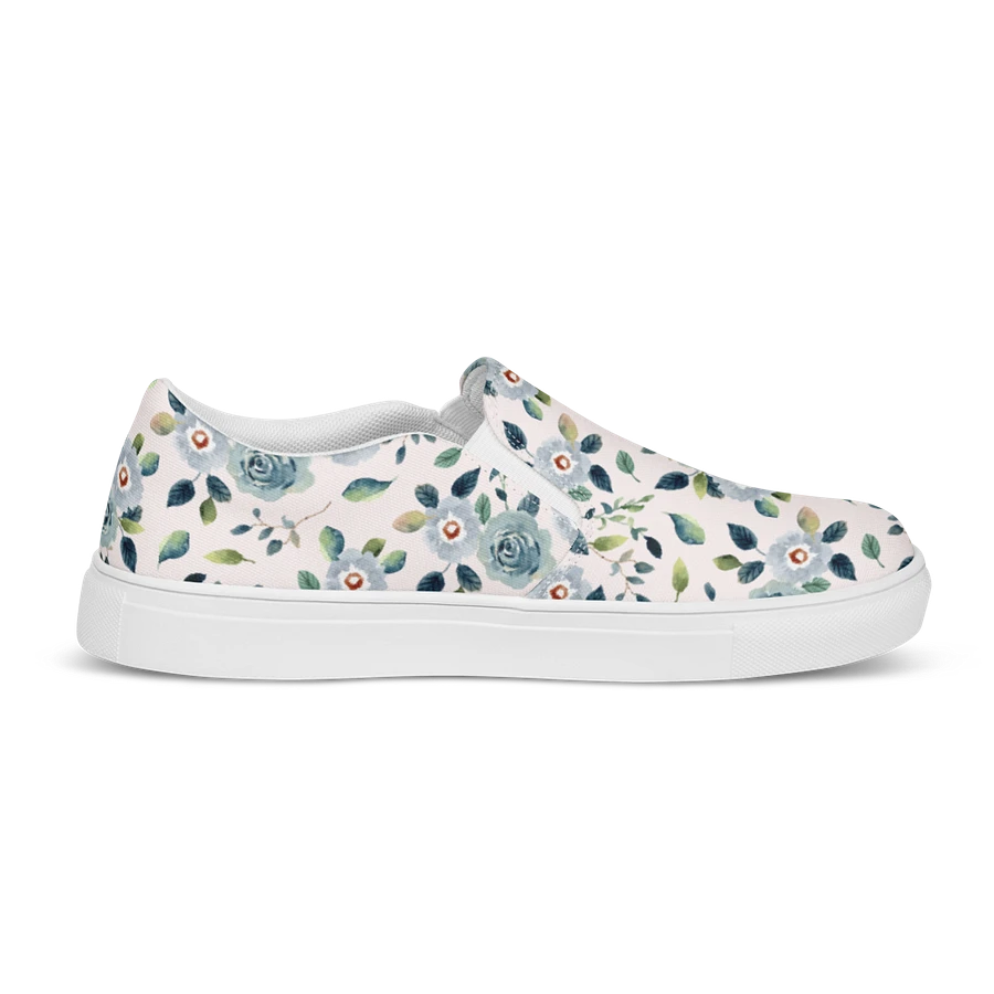 Floral Blue Flowers Pattern Womens Slip On Canvas Shoes product image (11)