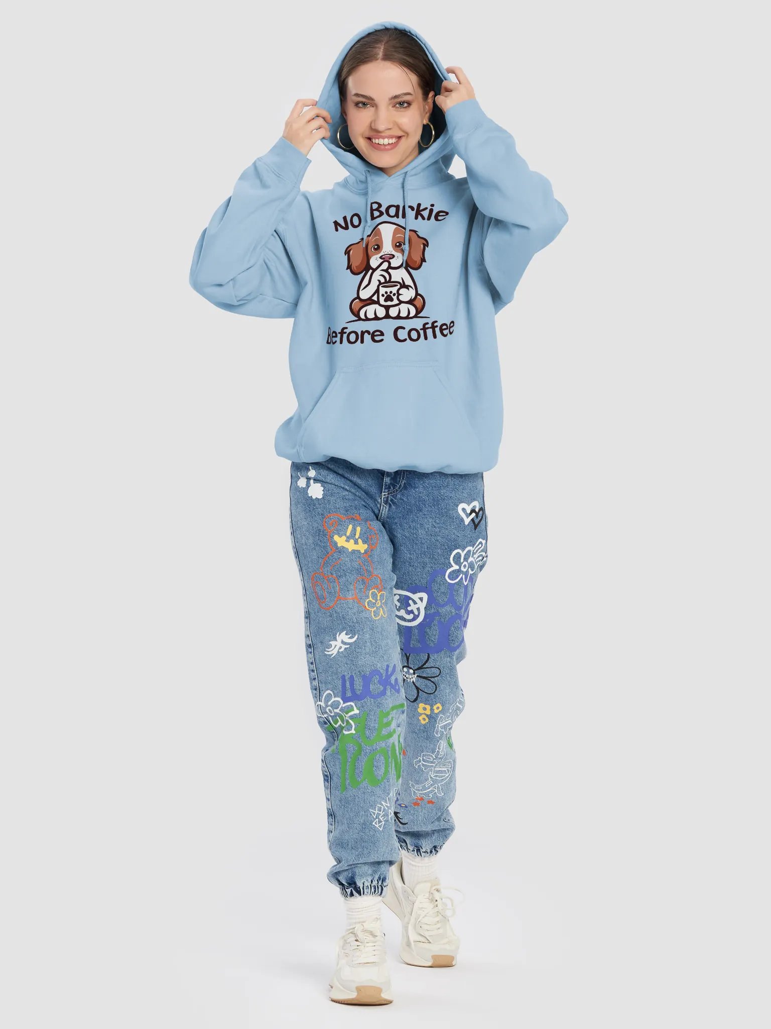 No Barkie Before Coffee Brittany Hoodie product image (4)