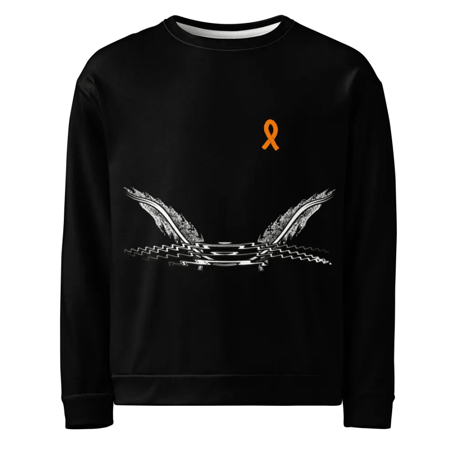 White HApex Gear White Logo Cancer Awareness Orange Ribbon. Black Recycled Unisex Sweatshirt product image (1)