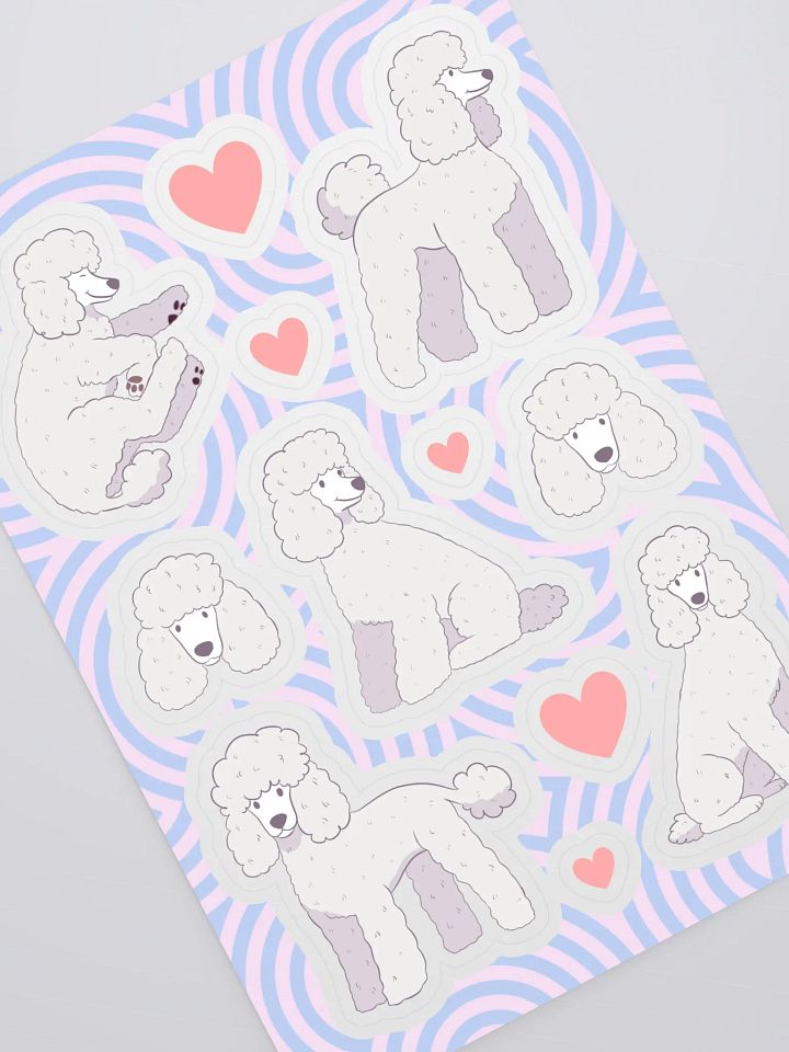 White Poodle Kiss Cut Sticker Sheet product image (2)