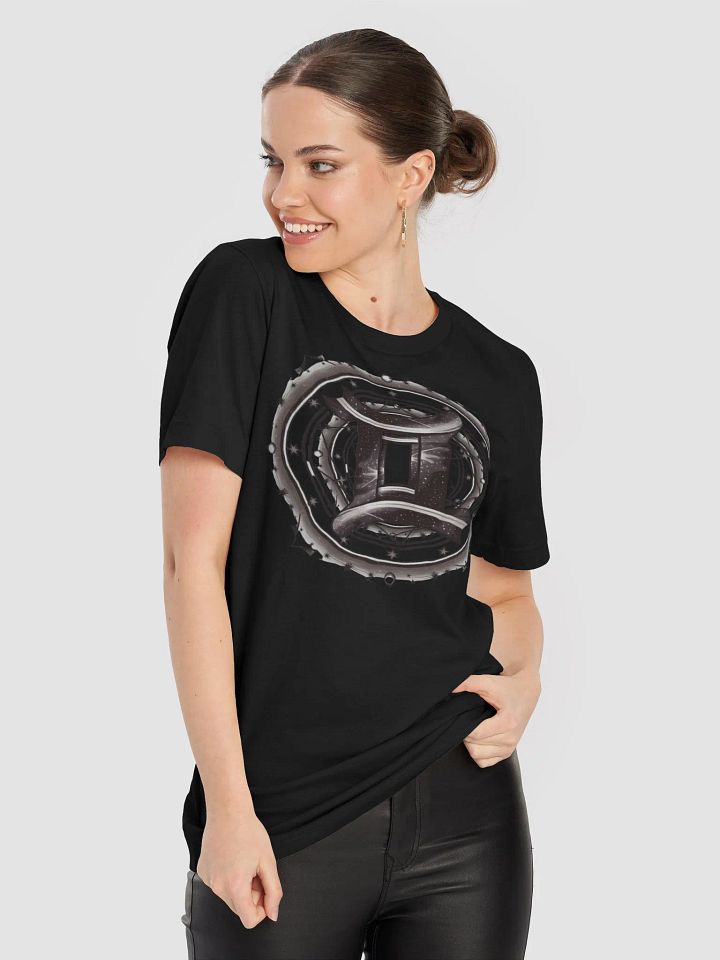 Unisex Gemini Zodiac T-Shirt - Futuristic Metallic Symbol, Cosmic Design, Astrology Gift product image (1)