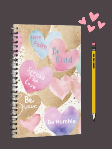 Pastel Water-Colored Hearts Spiral Notebook product image (1)