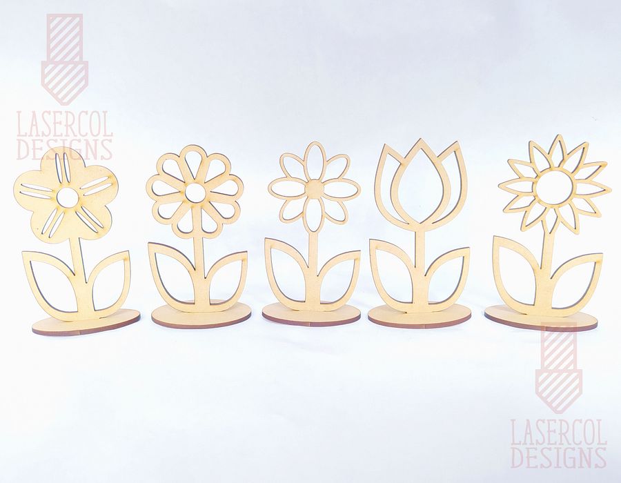 Flowers - Set 3 - (Two Sizes, Five Styles)- Laser Cut Files product image (9)