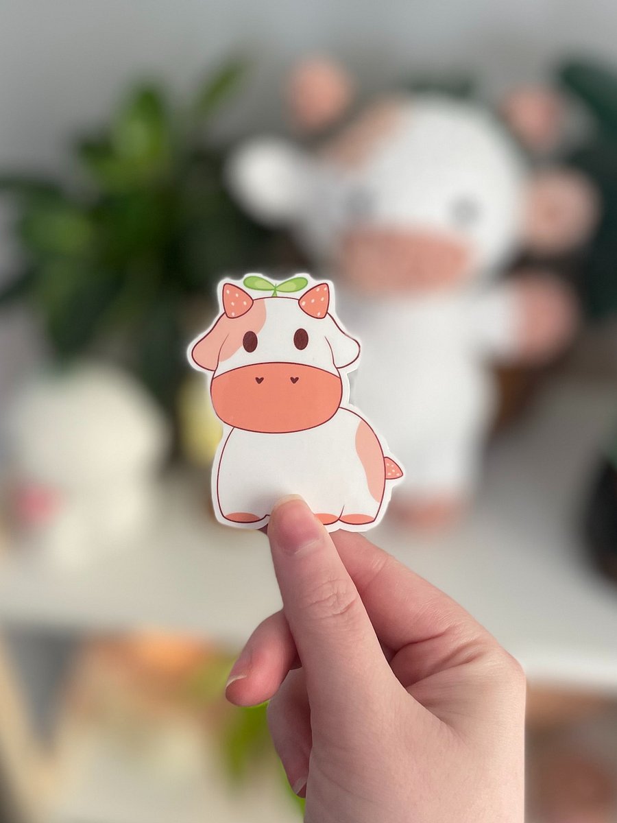 strawberry cow sticker product image (1)