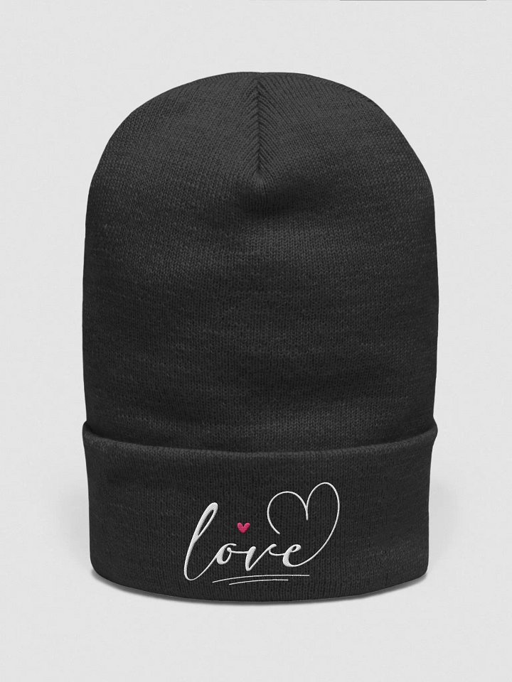 Cursive Love Embroidered Cuffed Beanie product image (4)