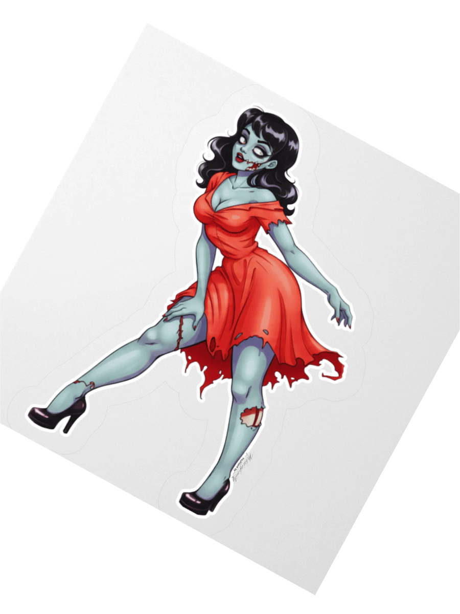 V1 Zombie Pinup Kiss Cut Stickers (Clear Edge) product image (2)