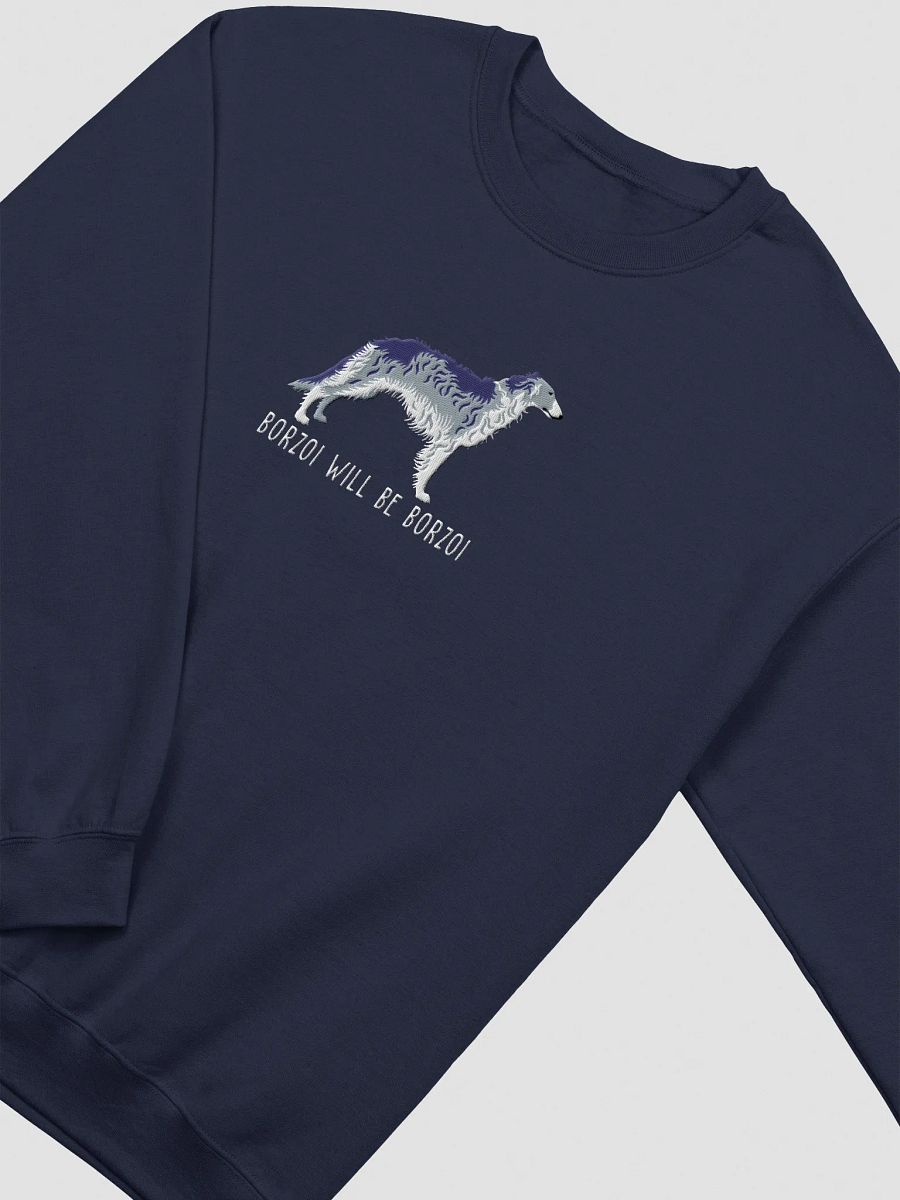 Borzoi Will Be Borzoi Sweatshirt (Embroidered) of a Borzoi(Blue) product image (6)