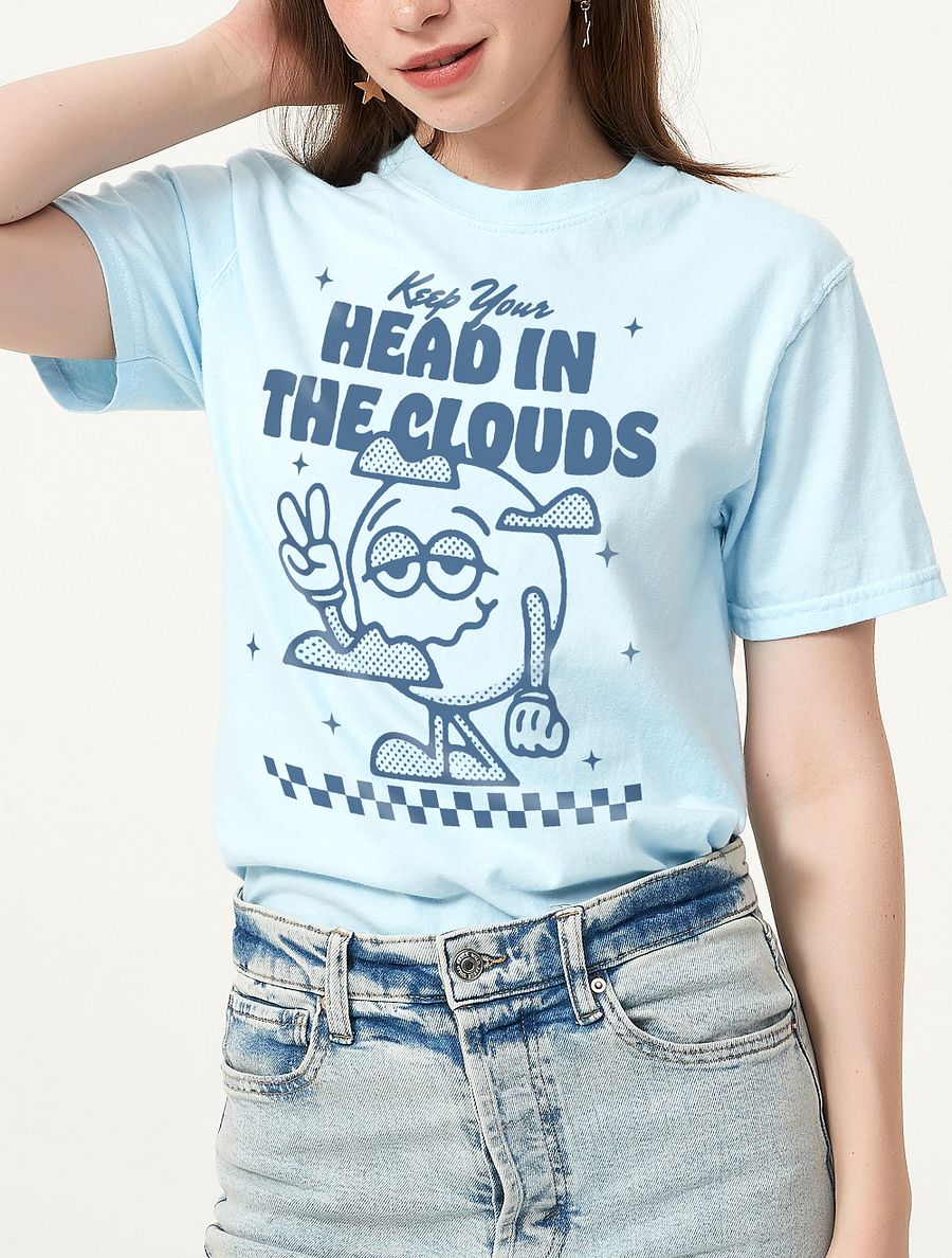 Keep Your Head in the Clouds | Motivational Retro-Style Y2K Streetwear with a Sun Mascot and Checkerboard Pattern product image (5)