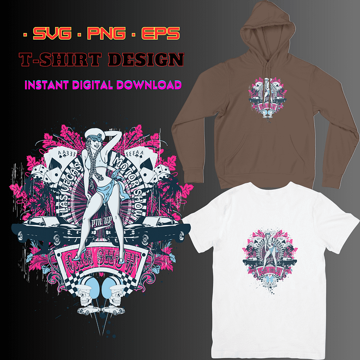 Car Show svg, motors show, pın up svg, playing cards svg, dice svg, car svg, classic car, skull, girl, t-shirt desing, product image (1)